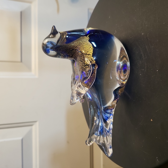 Other - Hand Blown Glass Blue Bird with Gold Flakes